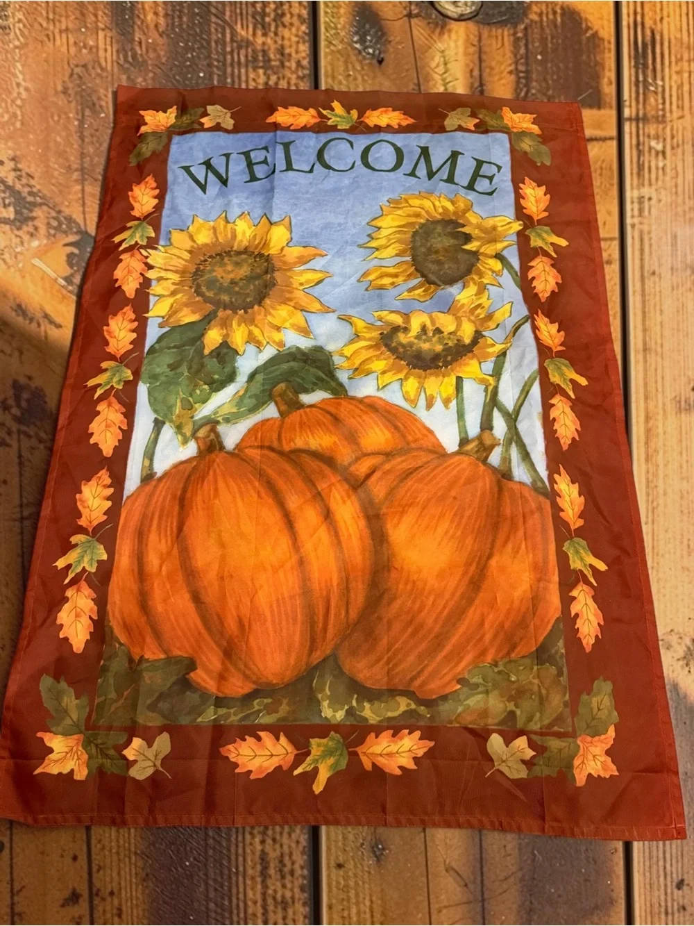 Fall Welcome Flag Set of 2 Sunflower Pumpkin Scarecrow Garden House